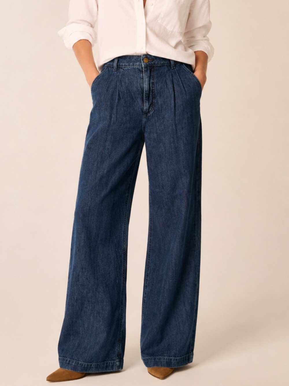 J. Crew Pleated Soft Stretch Trouser Wide Leg Jeans